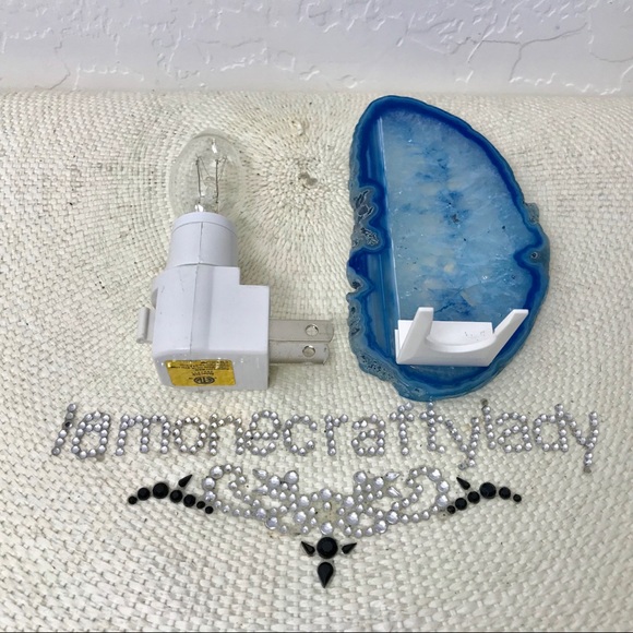 Night Light AGATE Geode Slice Turquoise & White - Picture 5 of 8